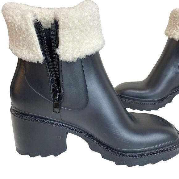 INC Eadin Ankle Bootie Faux Leather Faux Fur Trim Zipper Boots Womens Size 9 - Picture 2 of 16